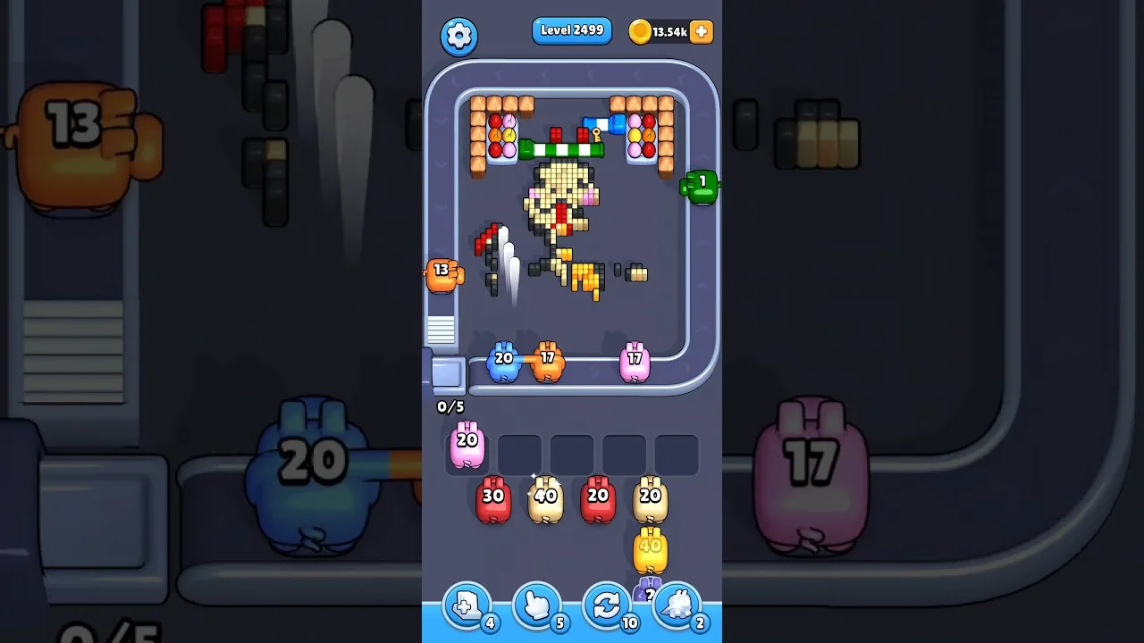 Pixel Flow Level 2499 grid layout and solution screenshot