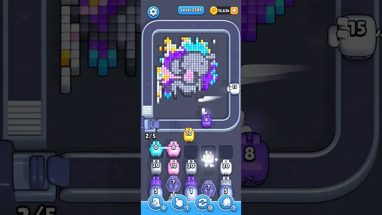 Pixel Flow Level 2501 grid layout and solution screenshot