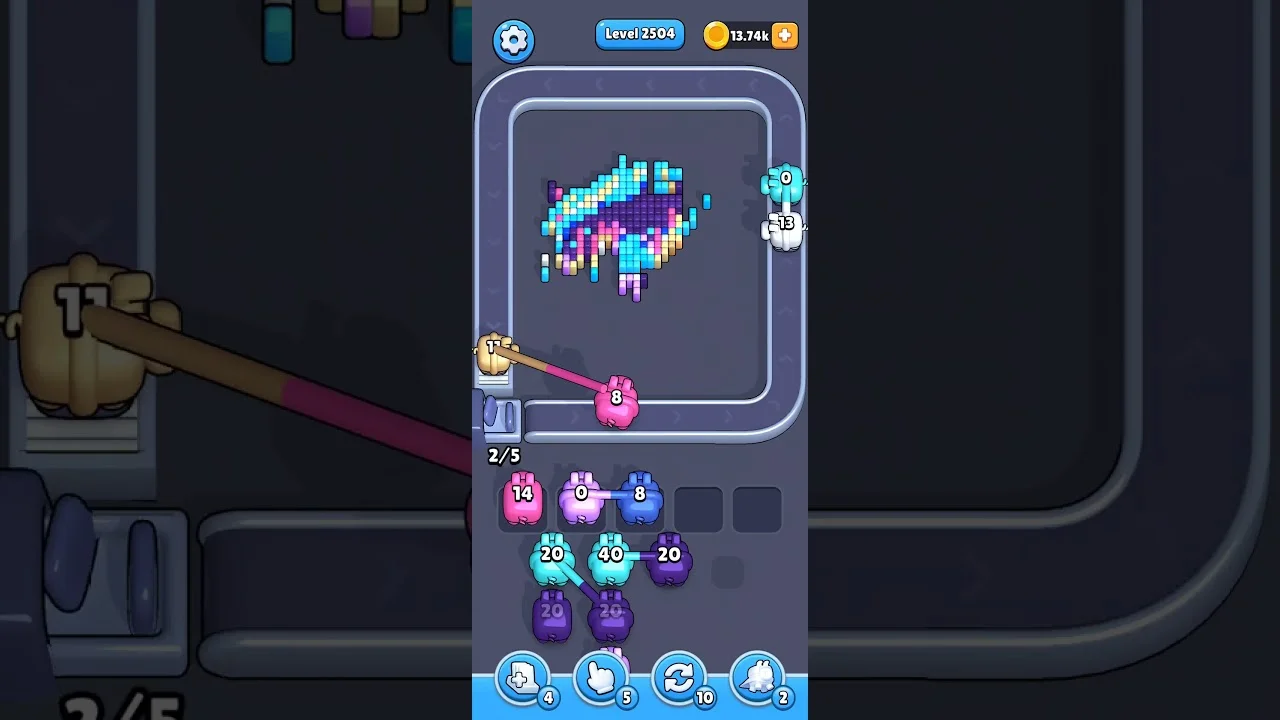 Pixel Flow Level 2504 grid layout and solution screenshot