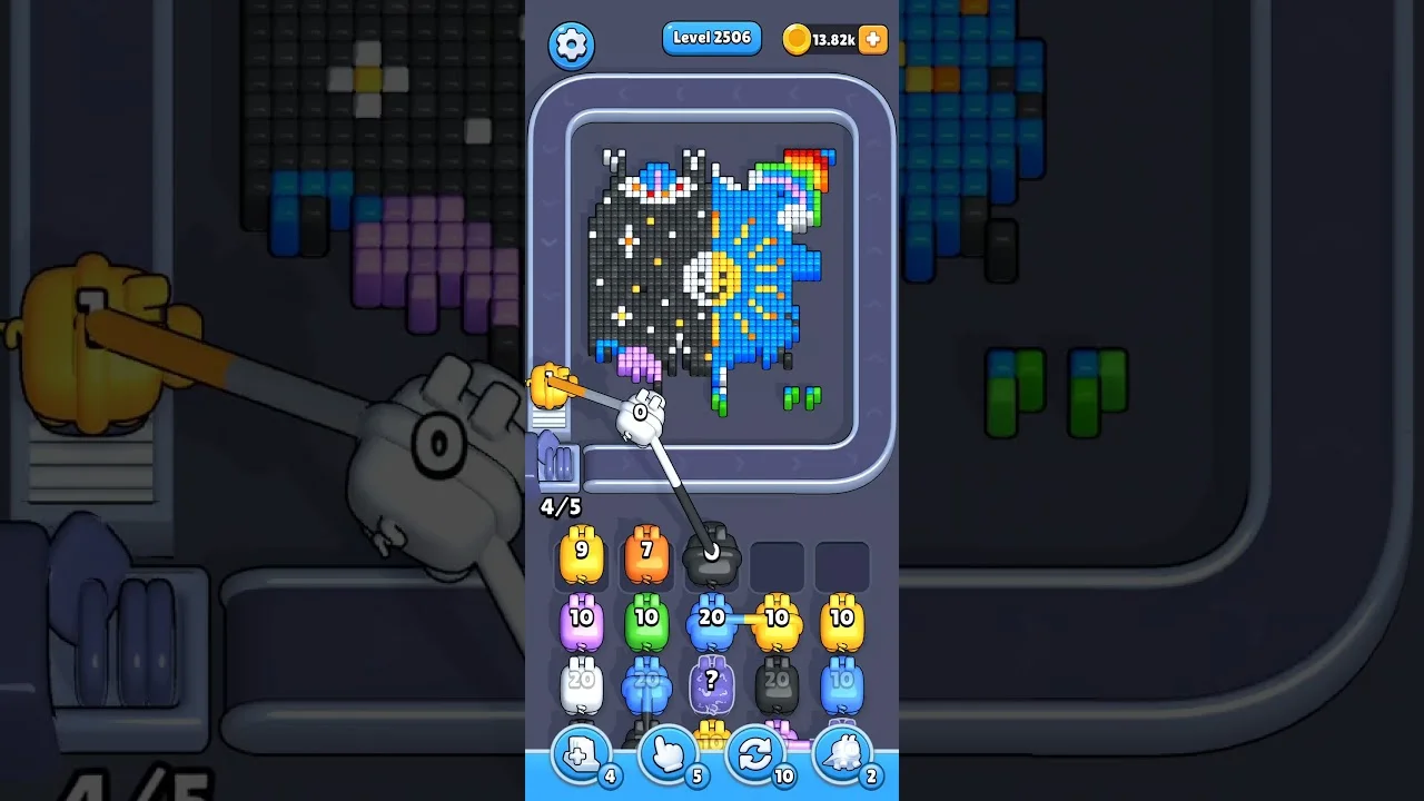 Pixel Flow Level 2506 grid layout and solution screenshot