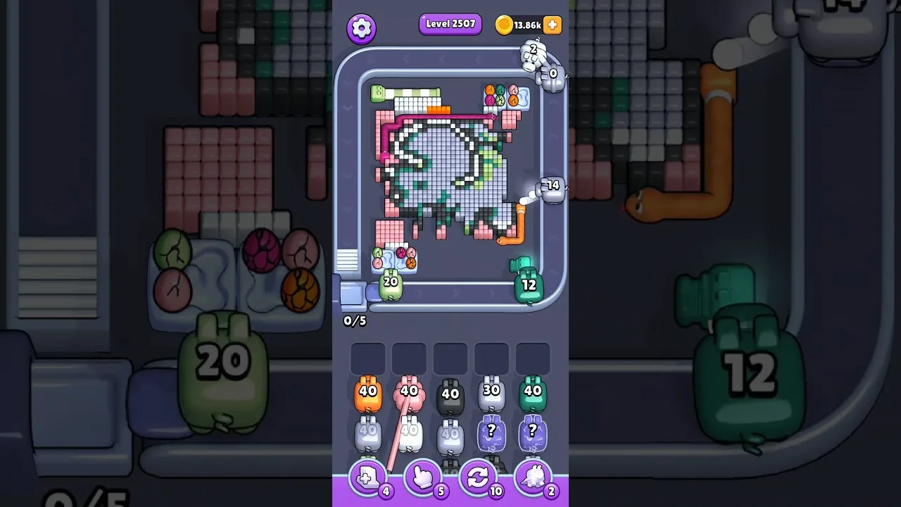 Pixel Flow Level 2507 grid layout and solution screenshot