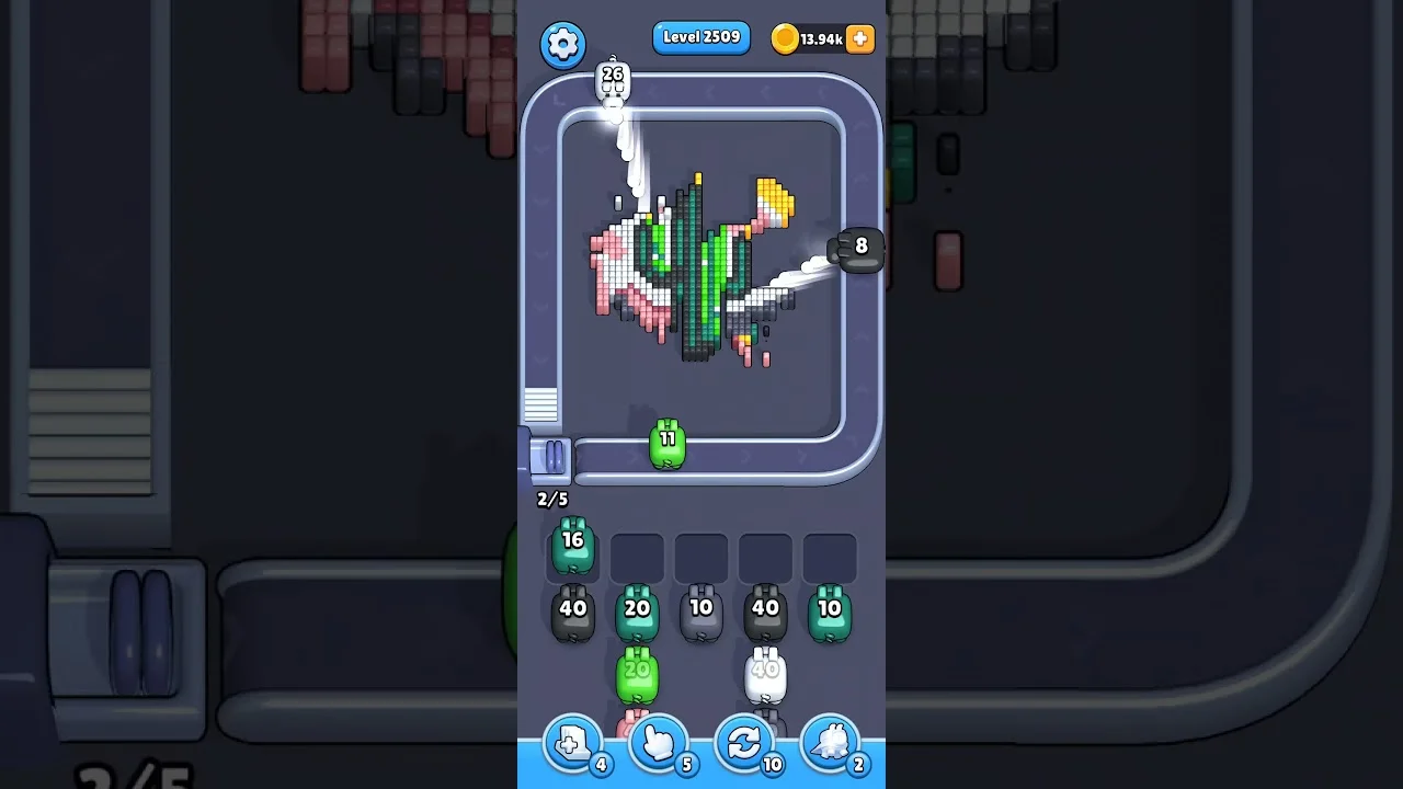 Pixel Flow Level 2509 grid layout and solution screenshot