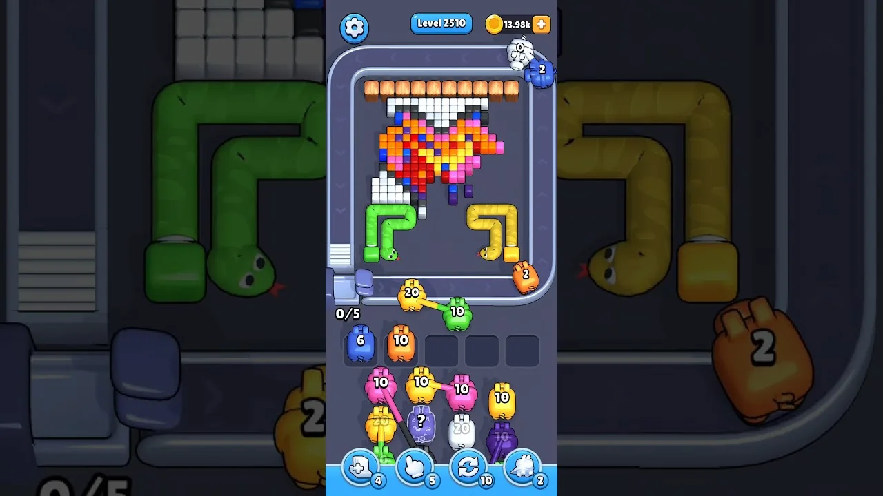 Pixel Flow Level 2510 grid layout and solution screenshot