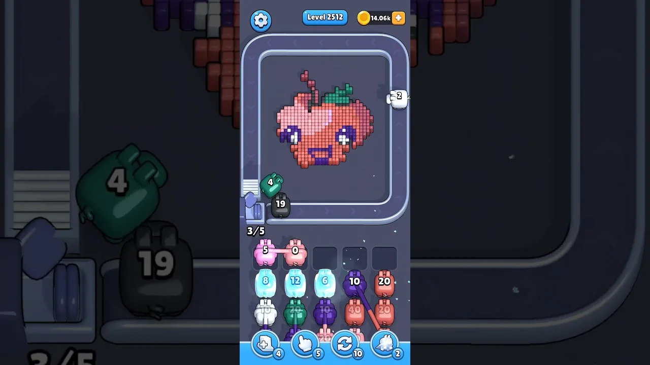 Pixel Flow Level 2512 grid layout and solution screenshot