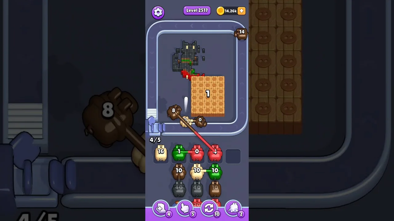 Pixel Flow Level 2517 grid layout and solution screenshot