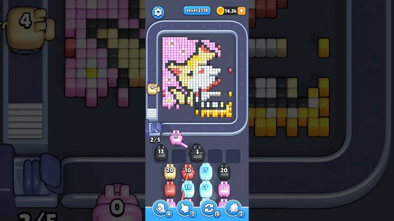 Pixel Flow Level 2518 grid layout and solution screenshot