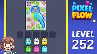 Pixel Flow Level 252 grid layout and solution screenshot