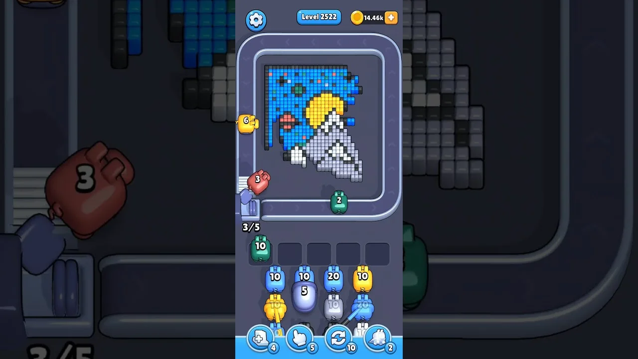 Pixel Flow Level 2522 grid layout and solution screenshot