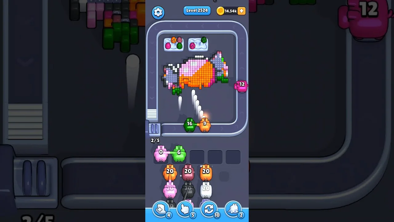 Pixel Flow Level 2524 grid layout and solution screenshot