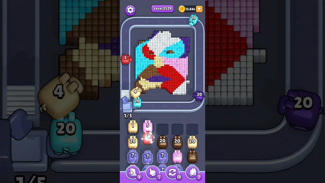 Pixel Flow Level 2529 grid layout and solution screenshot