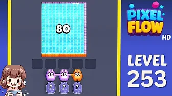 Pixel Flow Level 253 grid layout and solution screenshot