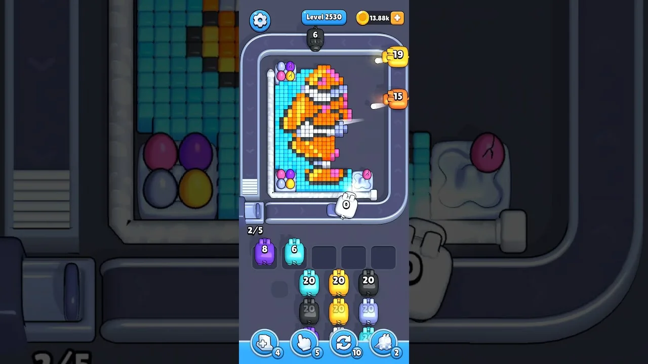 Pixel Flow Level 2530 grid layout and solution screenshot