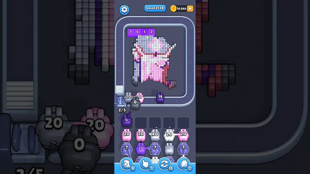 Pixel Flow Level 2534 grid layout and solution screenshot