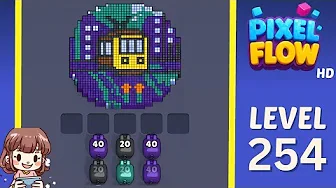 Pixel Flow Level 254 grid layout and solution screenshot