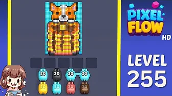 Pixel Flow Level 255 grid layout and solution screenshot