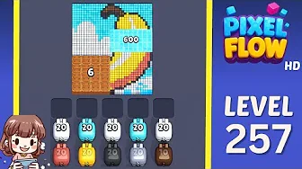 Pixel Flow Level 257 grid layout and solution screenshot