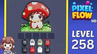 Pixel Flow Level 258 grid layout and solution screenshot