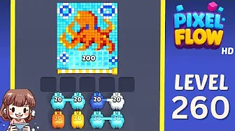 Pixel Flow Level 260 grid layout and solution screenshot