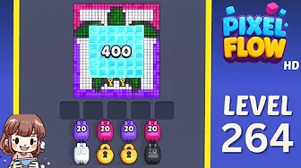 Pixel Flow Level 264 grid layout and solution screenshot