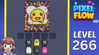Pixel Flow Level 266 grid layout and solution screenshot