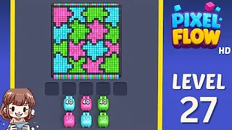 Pixel Flow Level 27 grid layout and solution screenshot