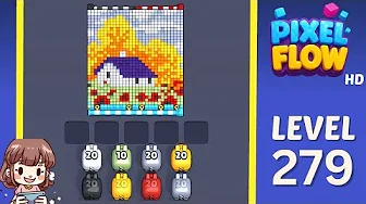 Pixel Flow Level 279 grid layout and solution screenshot