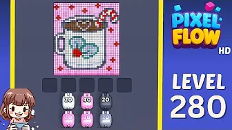 Pixel Flow Level 280 grid layout and solution screenshot