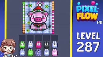 Pixel Flow Level 287 grid layout and solution screenshot