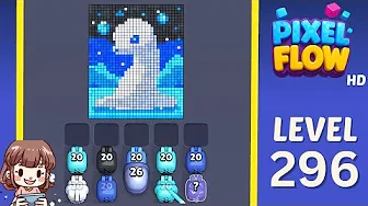Pixel Flow Level 296 grid layout and solution screenshot