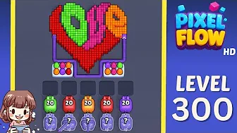 Pixel Flow Level 300 grid layout and solution screenshot