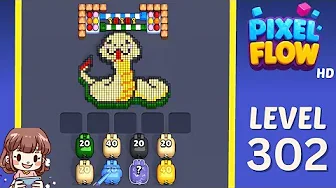 Pixel Flow Level 302 grid layout and solution screenshot