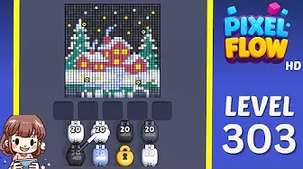 Pixel Flow Level 303 grid layout and solution screenshot