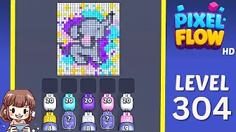 Pixel Flow Level 304 grid layout and solution screenshot