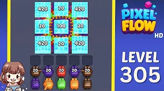 Pixel Flow Level 305 grid layout and solution screenshot