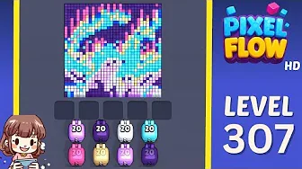 Pixel Flow Level 307 grid layout and solution screenshot