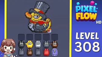 Pixel Flow Level 308 grid layout and solution screenshot