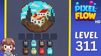 Pixel Flow Level 311 grid layout and solution screenshot