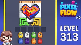 Pixel Flow Level 313 grid layout and solution screenshot