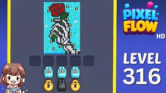 Pixel Flow Level 316 grid layout and solution screenshot