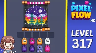 Pixel Flow Level 317 grid layout and solution screenshot