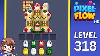 Pixel Flow Level 318 grid layout and solution screenshot