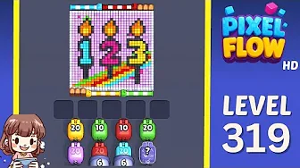 Pixel Flow Level 319 grid layout and solution screenshot