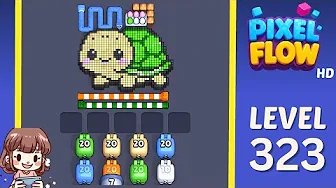 Pixel Flow Level 323 grid layout and solution screenshot