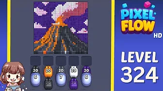 Pixel Flow Level 324 grid layout and solution screenshot