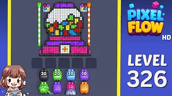 Pixel Flow Level 326 grid layout and solution screenshot