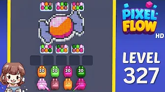 Pixel Flow Level 327 grid layout and solution screenshot