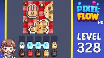 Pixel Flow Level 328 grid layout and solution screenshot