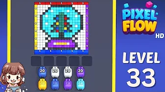 Pixel Flow Level 33 grid layout and solution screenshot