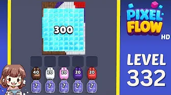 Pixel Flow Level 332 grid layout and solution screenshot