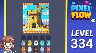 Pixel Flow Level 334 grid layout and solution screenshot